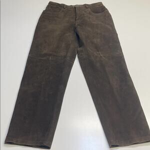 BLOOMINGDALES Womens 8P Brown Suede Leather Pants